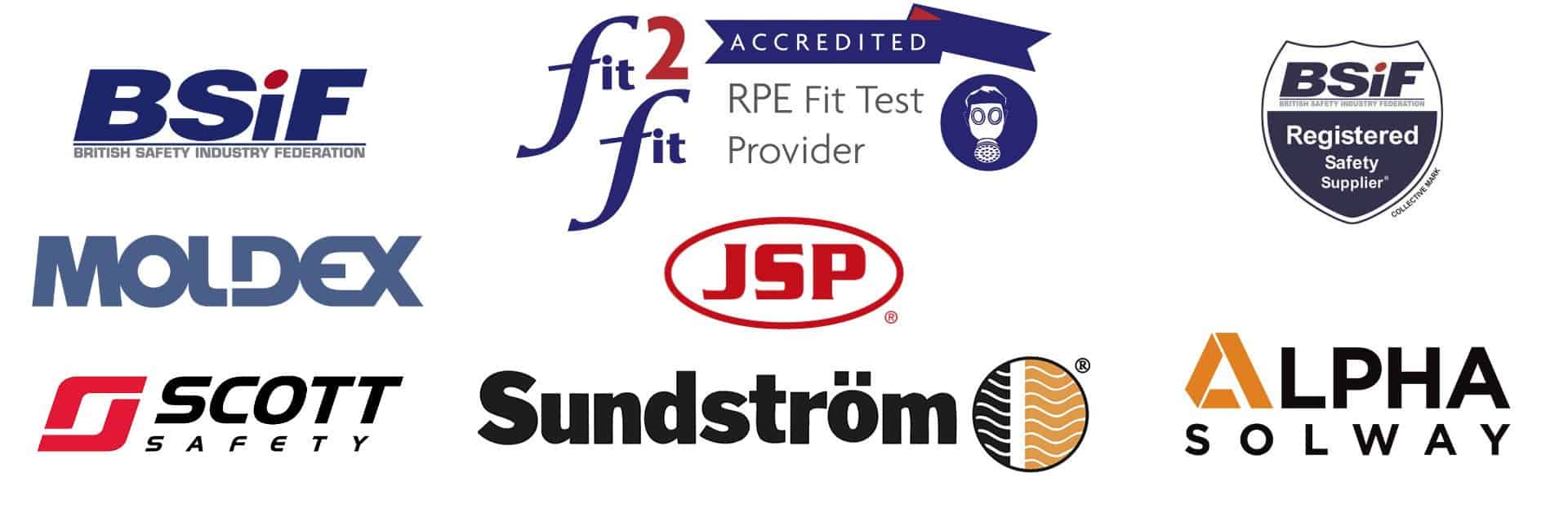 BSiF, Fit2Fit Accredited, Moldex, JSP, Scott Safety, Sundström, Alpha Solway